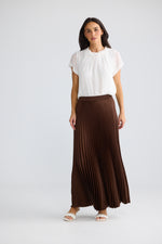 Load image into Gallery viewer, Brave and True Alias Pleated Skirt - Chocolate
