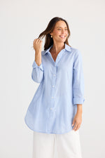Load image into Gallery viewer, Brave and True Ava Shirt - Blue Pinstripe

