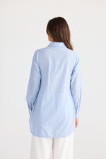 Load image into Gallery viewer, Brave and True Ava Shirt - Blue Pinstripe
