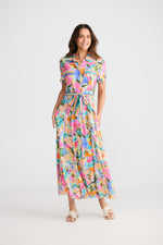 Load image into Gallery viewer, Brave and True Rossellini Short Sleeve Dress - Electric Bloom
