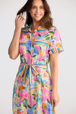 Load image into Gallery viewer, Brave and True Rossellini Short Sleeve Dress - Electric Bloom
