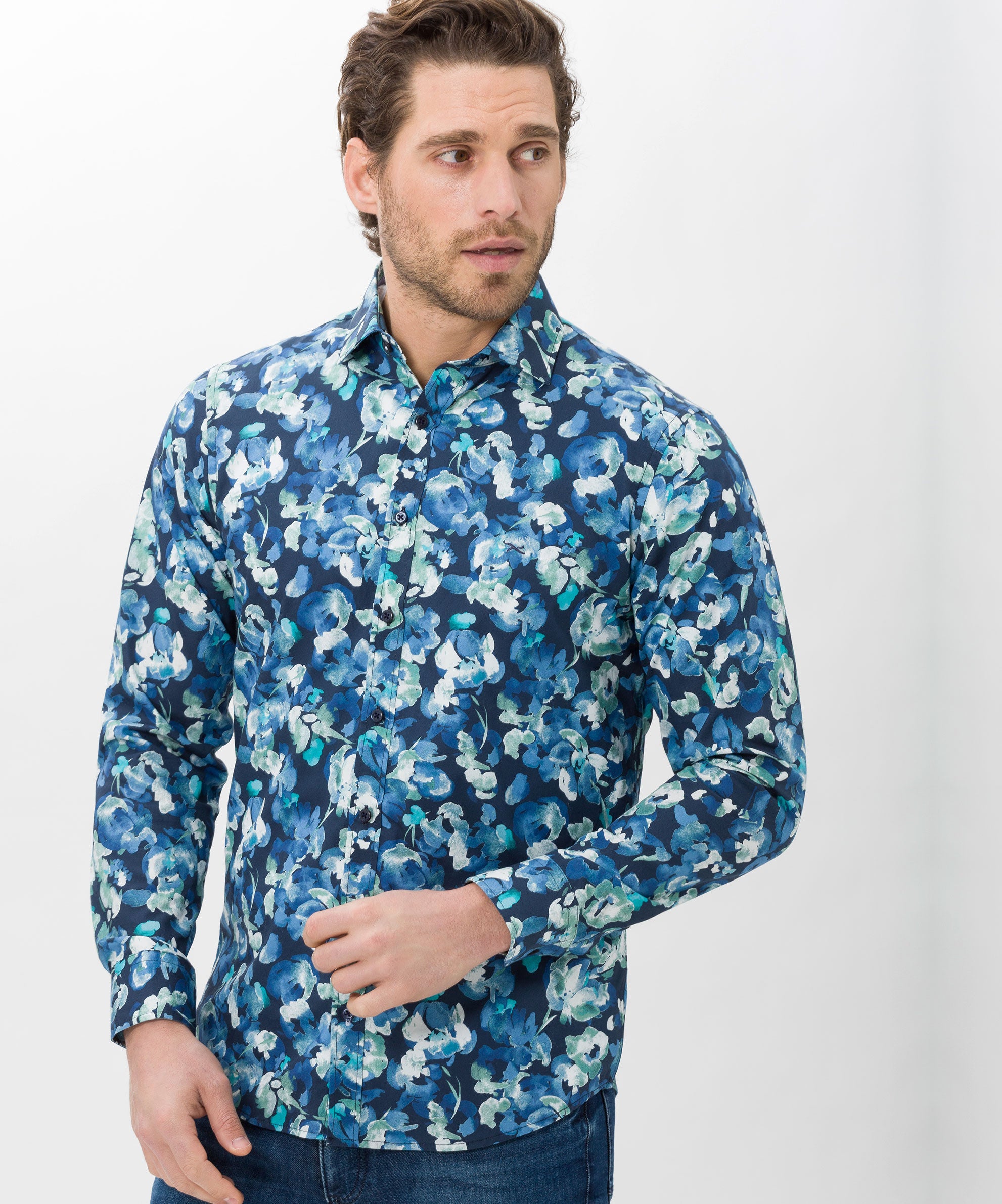 Brax Harold Printed Shirt - Blue Floral