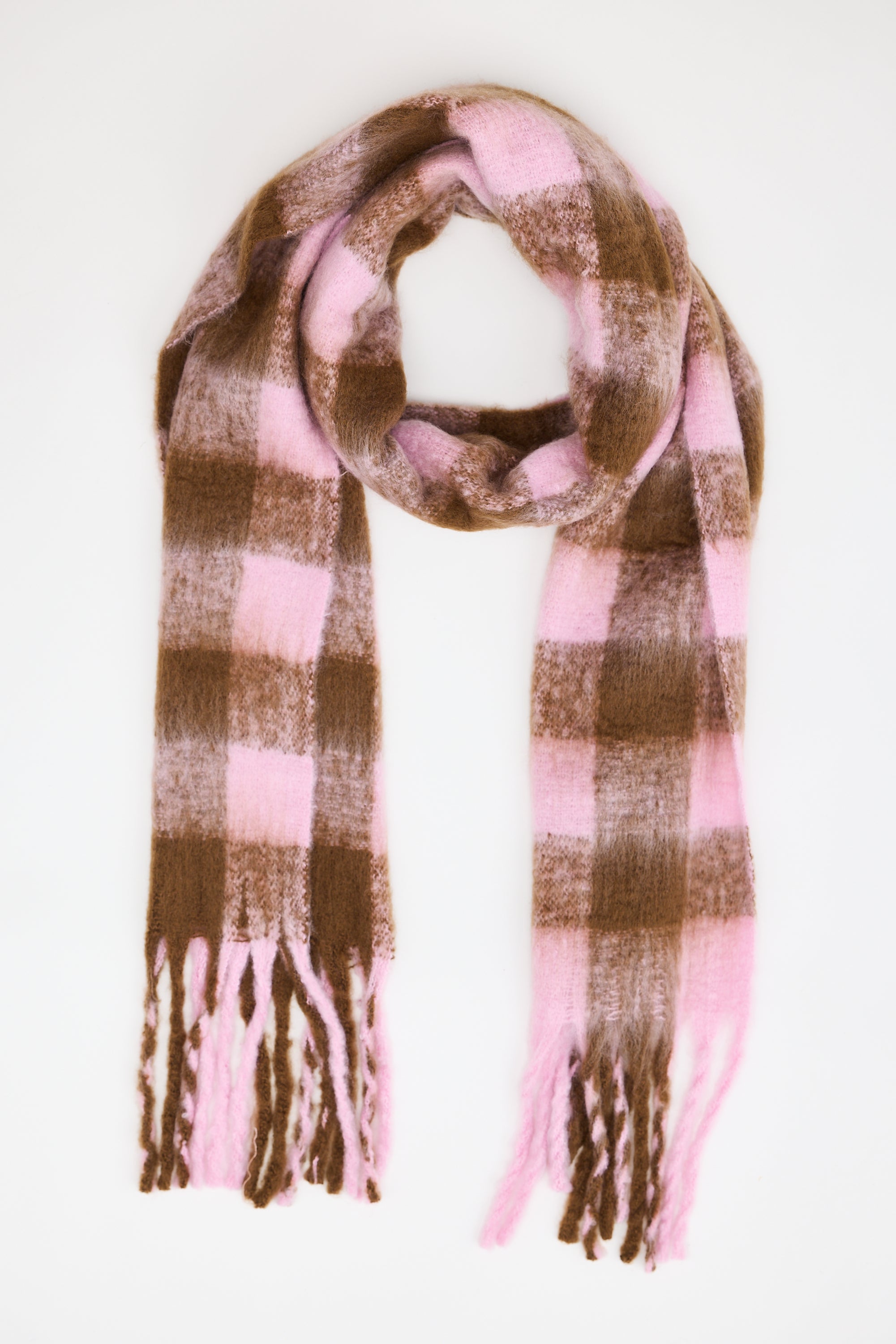 Holiday Ellesworth Scarf - Brown With Pink