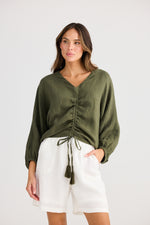 Load image into Gallery viewer, Holiday Happy Hour Top - Olive
