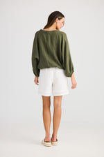 Load image into Gallery viewer, Holiday Happy Hour Top - Olive
