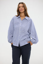 Load image into Gallery viewer, Holiday Cliffside Shirt - Blue Stripe - Mitchell McCabe Menswear

