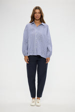 Load image into Gallery viewer, Holiday Cliffside Shirt - Blue Stripe - Mitchell McCabe Menswear
