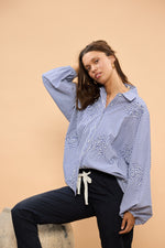 Load image into Gallery viewer, Holiday Cliffside Shirt - Blue Stripe - Mitchell McCabe Menswear
