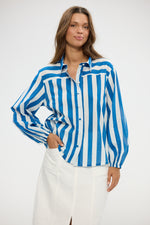 Load image into Gallery viewer, Holiday Isolana Shirt - Blue Stripe - Mitchell McCabe Menswear
