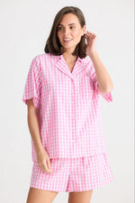 Load image into Gallery viewer, Holiday Stay In Bed Pyjama Set - Pink Check
