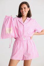 Load image into Gallery viewer, Holiday Stay In Bed Pyjama Set - Pink Check
