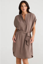 Load image into Gallery viewer, Brave and True Dahlia Tunic Dress - Bark - Mitchell McCabe Menswear
