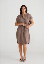 Load image into Gallery viewer, Brave and True Dahlia Tunic Dress - Bark - Mitchell McCabe Menswear
