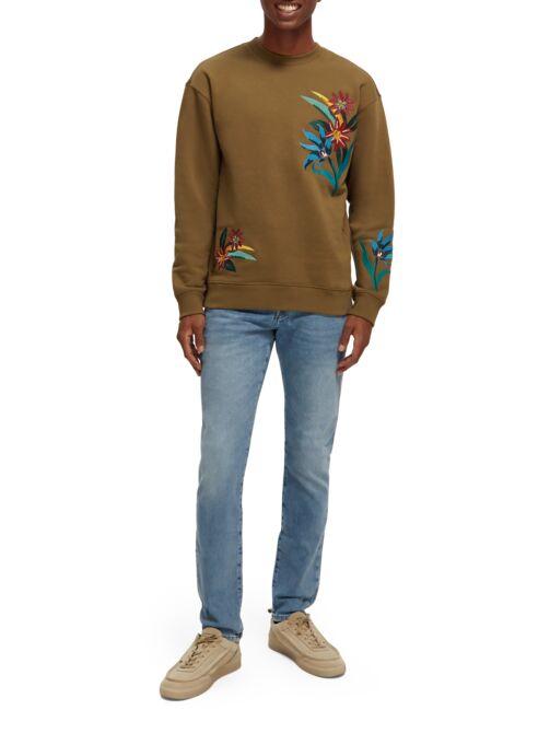 Scotch and Soda Worked Out Embroidered Sweat - Khaki