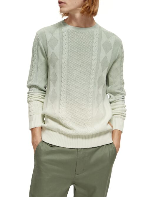 Scotch and Soda Gradient Cable Knit Pullover - Mint