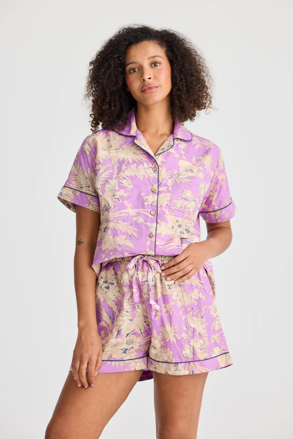 Holiday Namaste Pyjama Set - Purple Haveli