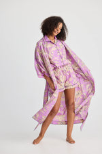 Load image into Gallery viewer, Holiday Namaste Robe - Purple Haveli
