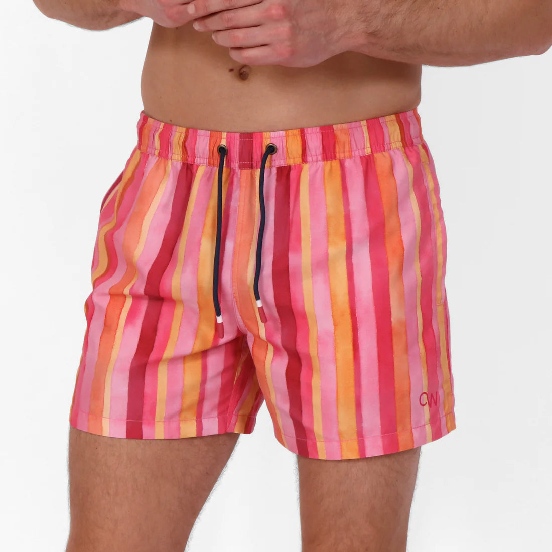 Original Weekend Swim Shorts - Miami Stripe in Hibiscus
