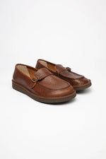 Load image into Gallery viewer, Organic Handloom Sevres Loafer - Brown Pebbled Leather
