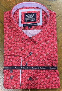 Thomson & Richards Raspberry Print Shirt - Red