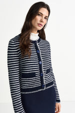 Load image into Gallery viewer, Rich and Royal Striped Cardigan - Midnight Blue
