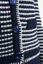 Load image into Gallery viewer, Rich and Royal Striped Cardigan - Midnight Blue
