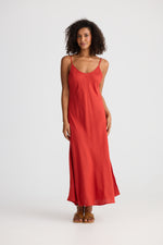 Load image into Gallery viewer, Shanty Coco Bias Dress - Cherry Linen Blend

