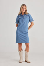 Load image into Gallery viewer, Talisman Myra Denim Dress - Mid Denim
