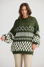Load image into Gallery viewer, Talisman Colorado Knit - Khaki With Off White

