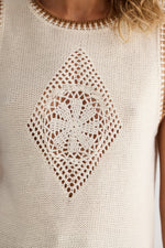 Load image into Gallery viewer, Talisman Dream Catcher Knit Tank - Natural With Tan
