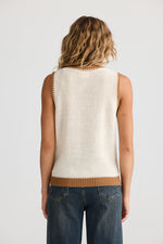 Load image into Gallery viewer, Talisman Dream Catcher Knit Tank - Natural With Tan
