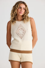 Load image into Gallery viewer, Talisman Dream Catcher Knit Tank - Natural With Tan
