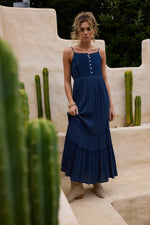Load image into Gallery viewer, Talisman Inhale Dress - Navy Dobby

