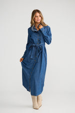 Load image into Gallery viewer, Talisman Pedro Maxi Dress - Mid Denim - Mitchell McCabe Menswear
