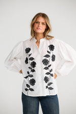 Load image into Gallery viewer, Talisman Zora Shirt - White With Black Embroidery - Mitchell McCabe Menswear
