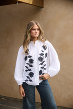 Load image into Gallery viewer, Talisman Zora Shirt - White With Black Embroidery - Mitchell McCabe Menswear

