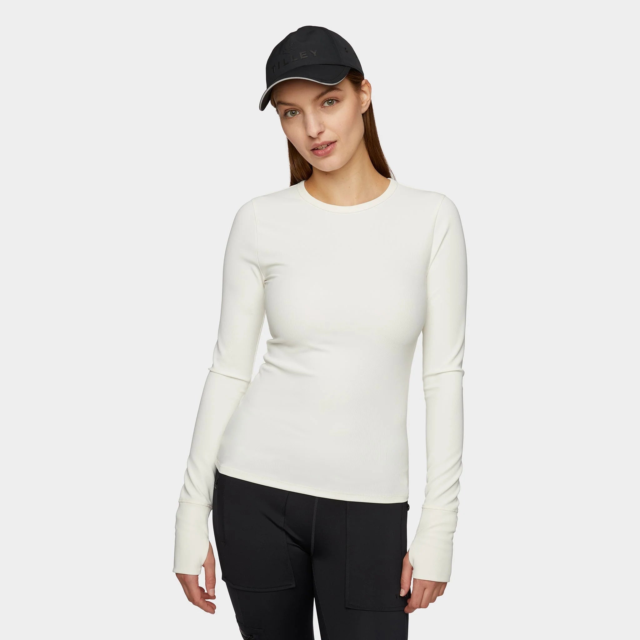 Tilley Womens LS Fitted Rib Crewneck - Chalk White