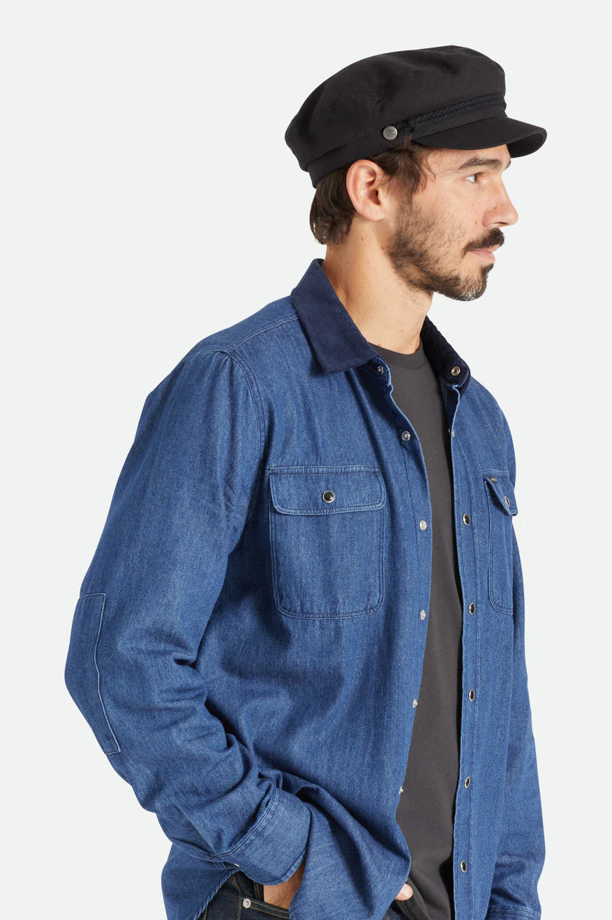 Brixton Unisex Fiddler Fisherman Cap - Black