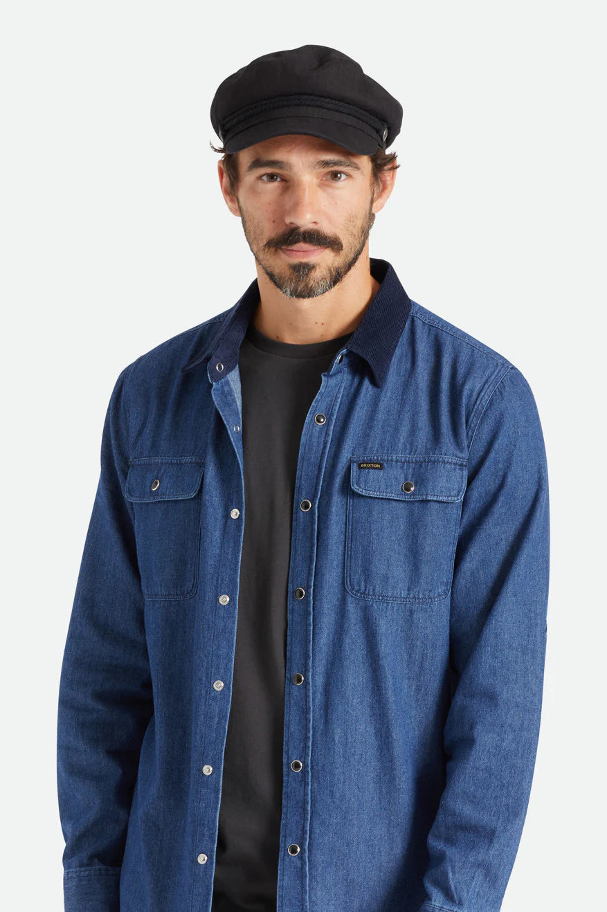 Brixton Unisex Fiddler Fisherman Cap - Black