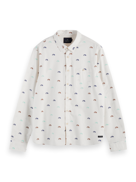 Scotch and Soda Oxford Shirt with all over print - Ecru - Mitchell McCabe Menswear