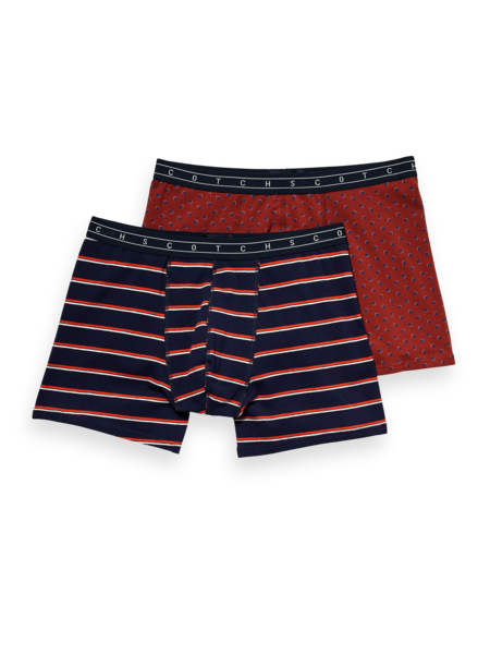Scotch and Soda Boxer in Prints - Burgundy Square and Navy Stripe - Mitchell McCabe Menswear