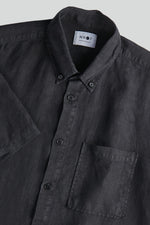 Load image into Gallery viewer, No Nationality Arne Linen Short Sleeve Shirt - Black

