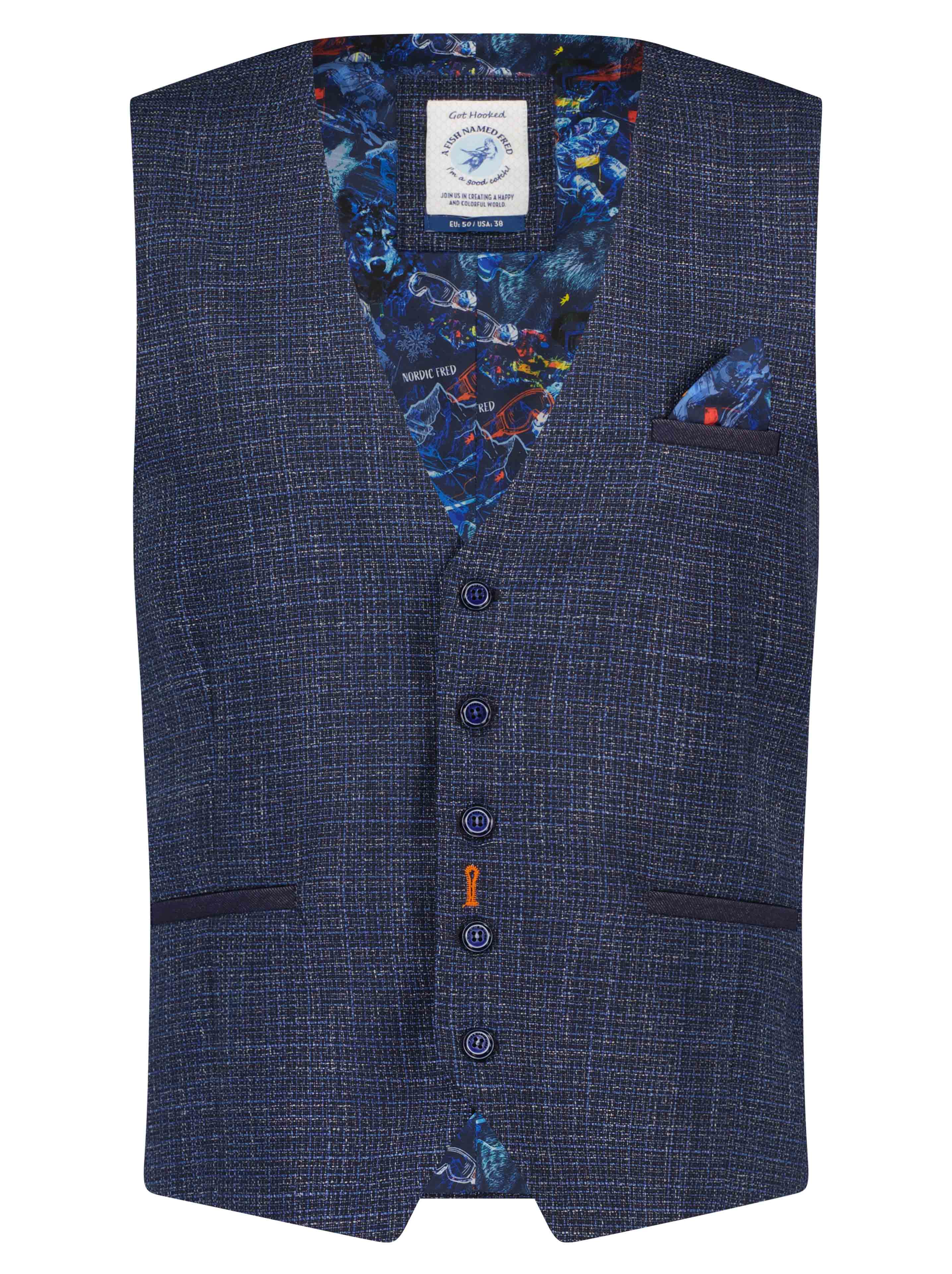 A Fish Named Fred - Structured Texture Vest in Blue
