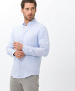 Load image into Gallery viewer, Brax Dirk Airwashed Linen Shirt - Sky
