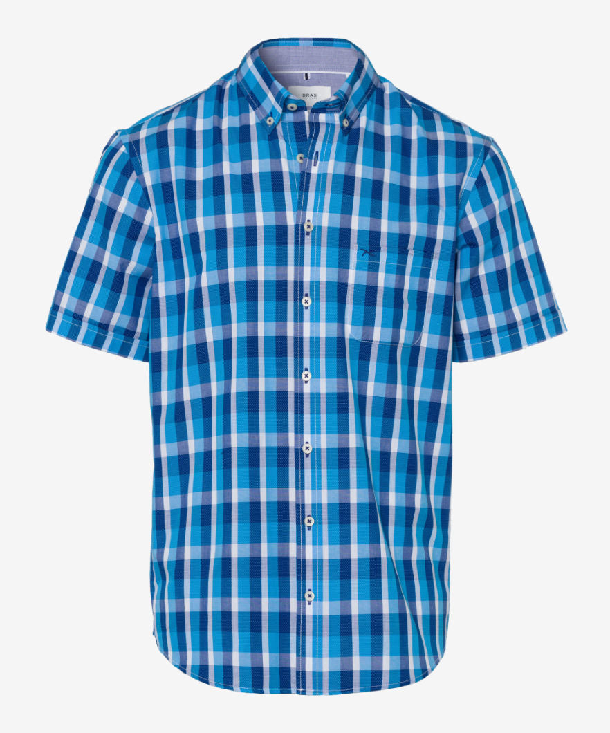Brax Dan Short Sleeved Shirt - Blue