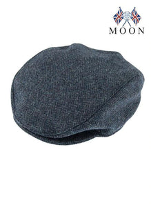 Dents Abraham Moon Tweed Herringbone Flat Cap - Denim - Mitchell McCabe Menswear