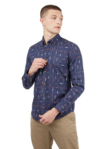 Ben Sherman Marl Print Shirt - Marine