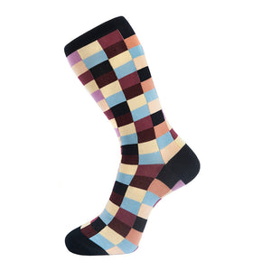 Fortis Green Block Check Pattern Sock in Navy Blue - Mitchell McCabe Menswear