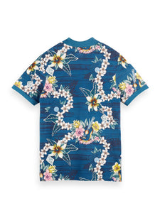 Scotch and Soda Printed Pique Polo - Navy Floral