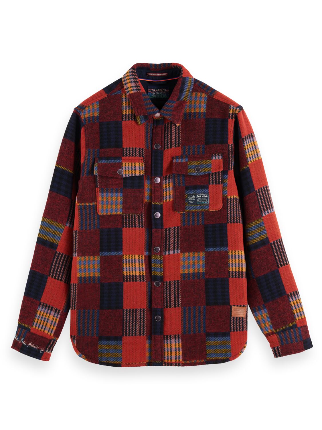 Scotch and Soda Jacquard Patchwork Checked Overshirt - Multi